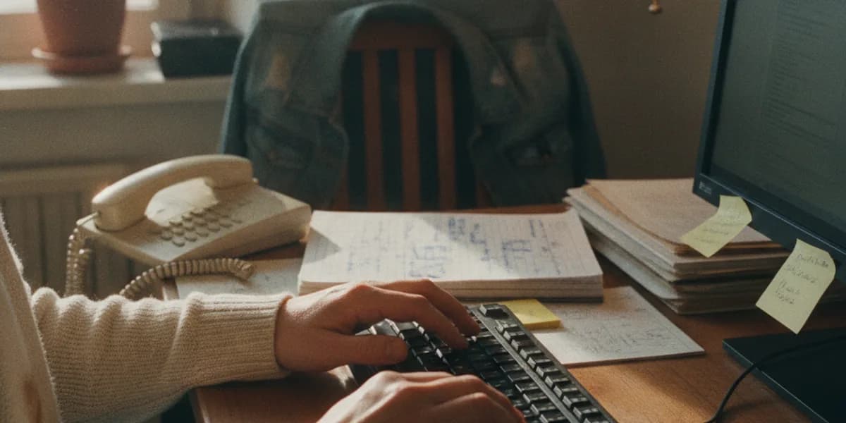 Une agente de voyages souriante gère ses clients depuis un ordinateur avec un logiciel CRM intuitif, entourée de cartes et d'éléments de voyage.
